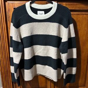 Abercrombie & Fitch Madeline Black and Cream Striped Sweater